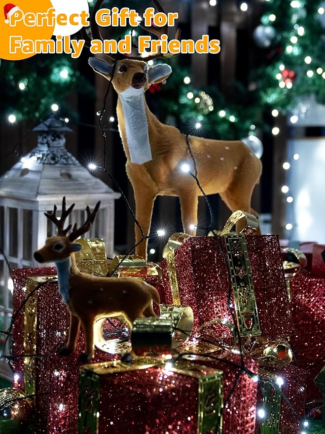 BrightChristmas 1000 LED 328 FT Outdoor String Lights with Remote and Timer, Dimmable with 8 Modes, Waterproof, Cool White Fairy Lights for Christmas Tree & Holiday Decor