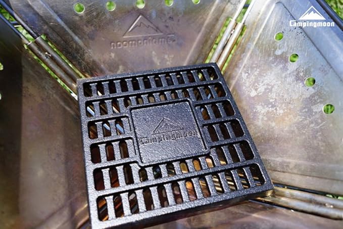 camping moon Fire Pits Bonfire Cast Iron Coal Bed Fireplace Grate (17.5x17.5cm T-175-JP)