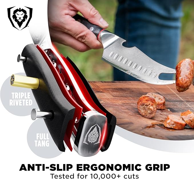 Dalstrong Pitmaster BBQ & Meat Knife - 8 inch - Shogun Series ELITE - Forked Tip & Bottle Opener - Japanese AUS-10V Super Steel Kitchen Knife - G10 Handle - Razor Sharp - w/Sheath