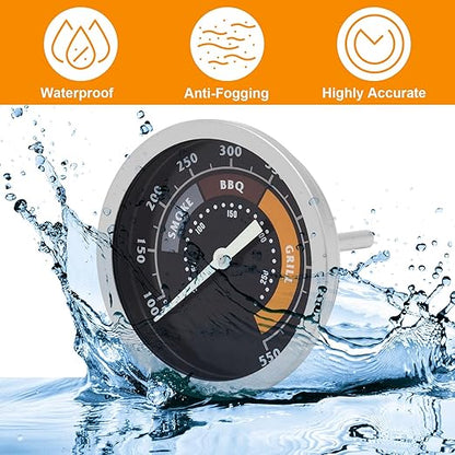 Smoker Thermometer Gauge for Oklahoma Joe's Smoker Accessories 3695528R06 Oklahoma Joe Grill Parts Accurate Heat Indicator for Most 13/16-inch Opening Charcoal Gas Grills & Charcoal Smokers, 550F, 1PC