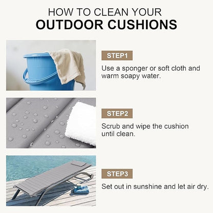 Crestlive Products Chaise Lounge Cushion Outdoor Set of 2, Foldable Waterproof Pool Lounge Chair Cushions with Straps, Lounger Cushions for Outdoor Furniture， 80''Lx26''W (Light Gray)