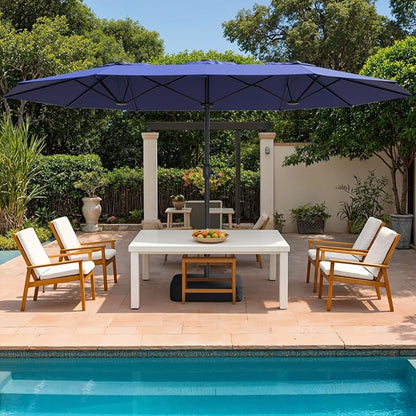 15FT Double-Sided Patio Umbrella, Outdoor Market Umbrella with Base