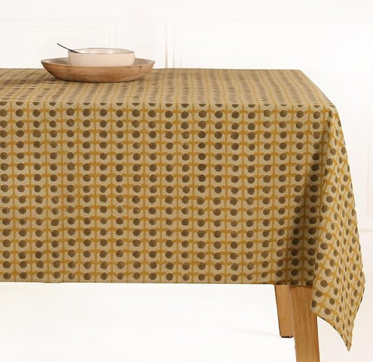 100% Cotton Hand Block Printed, Tablecloth for Kitchen, Dining, Table Cover for Parties, Chritmas, Weddings, Barbecues and Summer picnics Table Cloth