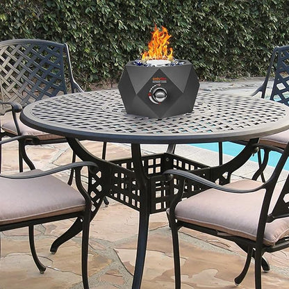 14” Modern Tabletop Gas Fire Pit, Portable Firepit Works with 1lb Propane Gas for Patio Backyard Porch Camping RV Tailgating, Side-Mounted, FP004