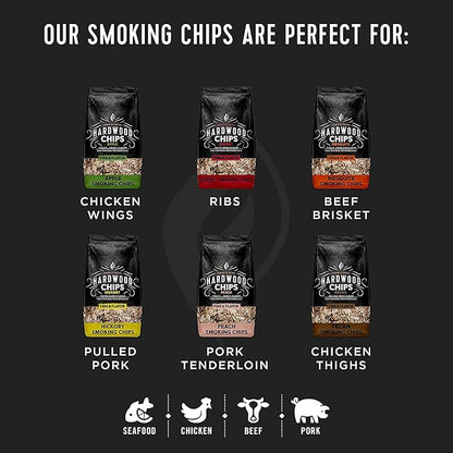 Fire & Flavor Premium All Natural Smoking Wood Chips, 2 Pounds, Hickory