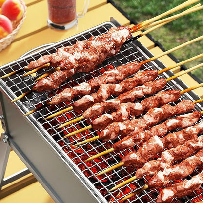 Charcoal BBQ Grill, Foldable Portable Tabletop Barbeque, Barbecue for Camping Hiking Garden Party Festivals Picnic,50x16cm
