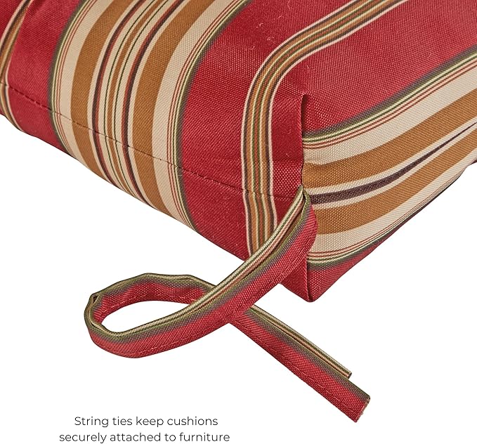Modern Outdoor Chaise Lounge Cushion with Ties – Durable Polyester Fabric, Channel-Filled Polyfiber Insert, Removable Zippered Cover, Roma Stripe
