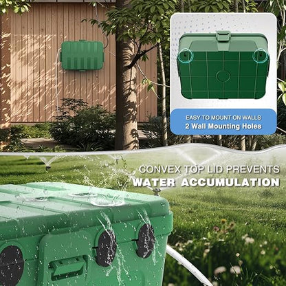 Flemoon Large Outdoor Electrical Box (12.5 x 8.5 x 5 inch), IP54 Waterproof Outdoor Extension Cord Cover Weatherproof, Protect Outlet, Plug, Socket, Timer, Power Strip,Green