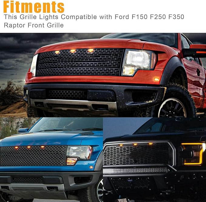 9X Smoked Lens Amber LED Front Grille Running Lights Lamps for