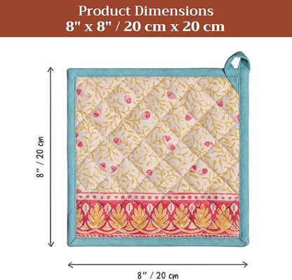 Maison d' Hermine Pot Holders 100% Cotton Potholders (8" x 8", Pack of 1) | Heat Resistant Hot Pads with Loop BBQ Cooking Baking Hotel Kitchen Handling Hot Pans Thanksgiving Christmas - Carpo
