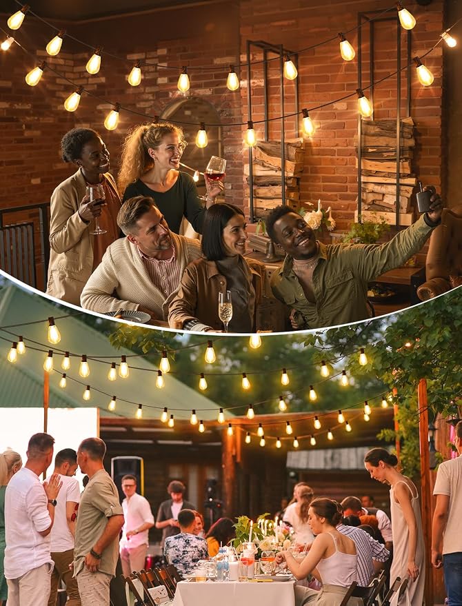 Larkvue 25FT LED Outdoor String Lights, 10+1 Edison S11 Dimmable Bulb Waterproof Patio Lights, Connectable Outside Hanging Strand for Backyard Garden