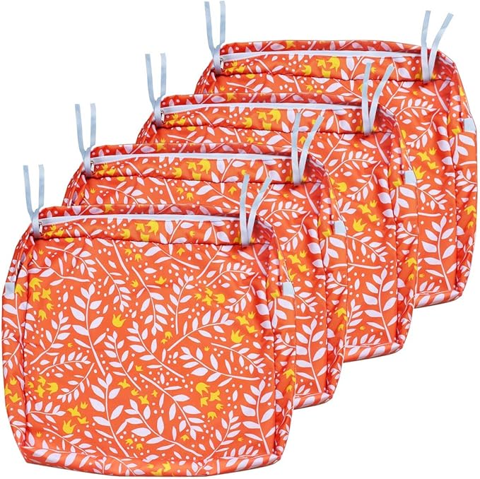 NettyPro Outdoor Seat Cushion Covers Set 4, Water Repellent Patio Chair Seat Cushion Slipcover, Replacement Cover Only, 22 x 20 x 4 Inch