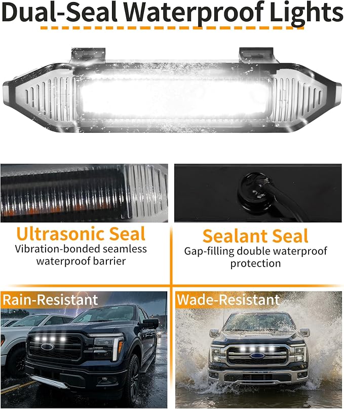 LED Grill Lights for Ford F150 2024-2026 Accessories Lariat Only, White | Direct-Snap F150 Front Grille Marker Lights, OEM-Style Fit, IP68 Waterproof, Raptor-Style Front-End Upgrade, Off-Road Ready