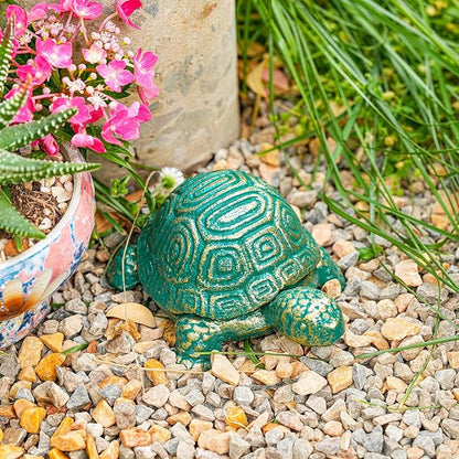 Sungmor Cast Iron Turtle Key Hider – Heavy Duty Indoor Outdoor Spare Key Holder & Garden Decor, Antique Green Small Animal Statue for Porch, Shelf, Patio | Heavy Duty Small Animal Figurine for Porch Patio Shelf Indoor Outdoor Home Ornament