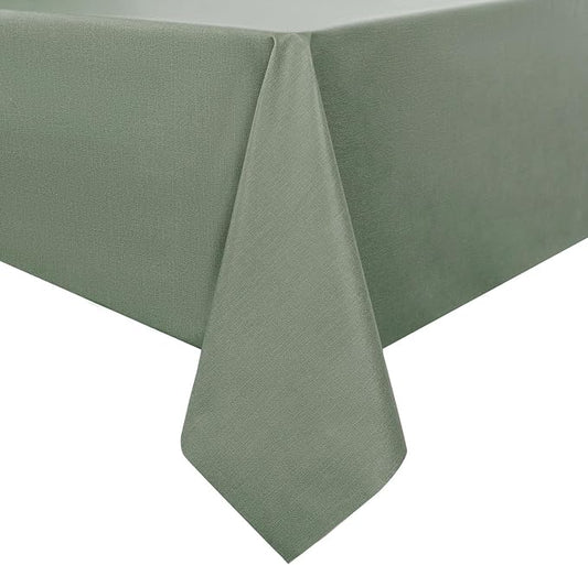 Romanstile 100% Waterproof PVC Tablecloth Square, Oil Spill Proof Stain Resistant Vinyl Table Cloth, Wipe Clean Plastic Table Covers for Kitchen/Dining/Parties - 54 x 54 Inch, Sage Green