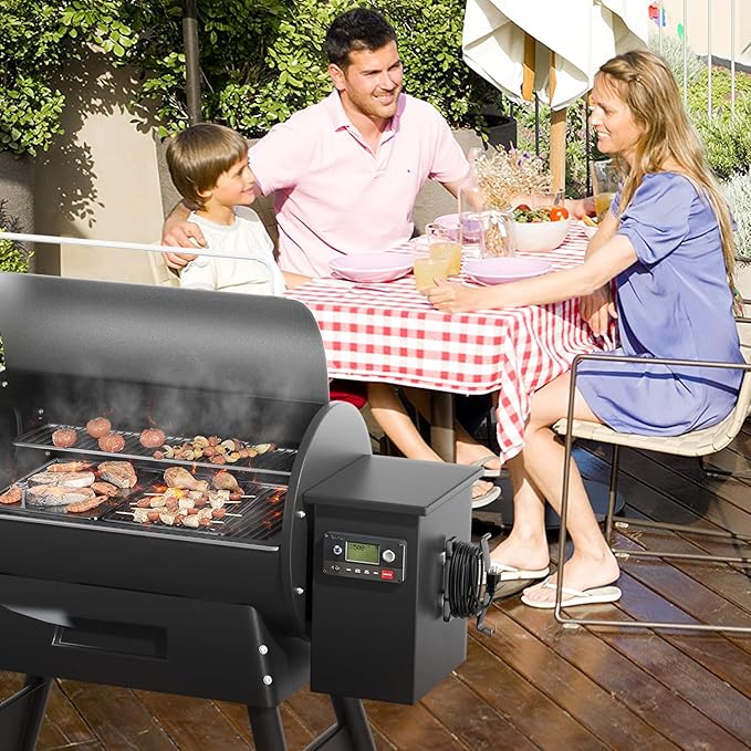 All-Metal Magnetic Power Cord Organizer with Strong Magnet, Coinicxcel Cable Holder for Most Wood Pellet Grill Smoker with Open Plug Slot & Hook, Suit for Traeger Grill Accessories, BBQ Accessories
