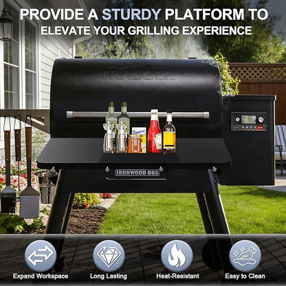 KEESHA BAC442 Folding Front Shelf for Traeger Pro 780, Ironwood 885 Pellet Grills, Heavy-Duty Grill Accessories Replacement for Food Prep and Storage, 32.9'' X 11.5''