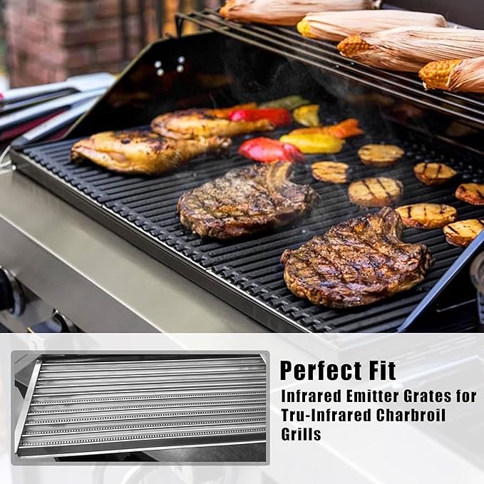 Hongso 17 Inch Emitter Plates Replacement for Charbroil G533-2200-W1 Tru-Infrared 4-Burner Gas Grills, Compatible with 463242716 463242715 463257520 463276016