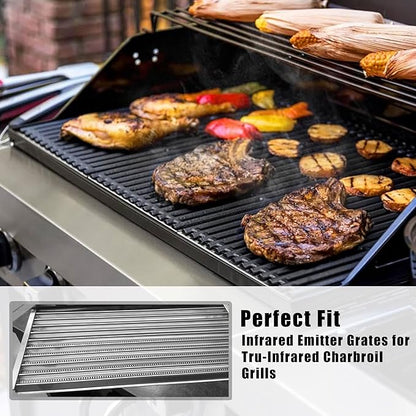 Hongso 17 Inch Emitter Plates Replacement for Charbroil G533-2200-W1 Tru-Infrared 4-Burner Gas Grills, Compatible with 463242716 463242715 463257520 463276016