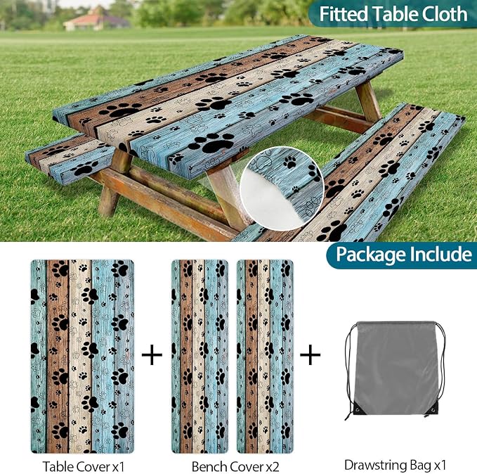 JAWO Picnic Table Cover with Bench Covers