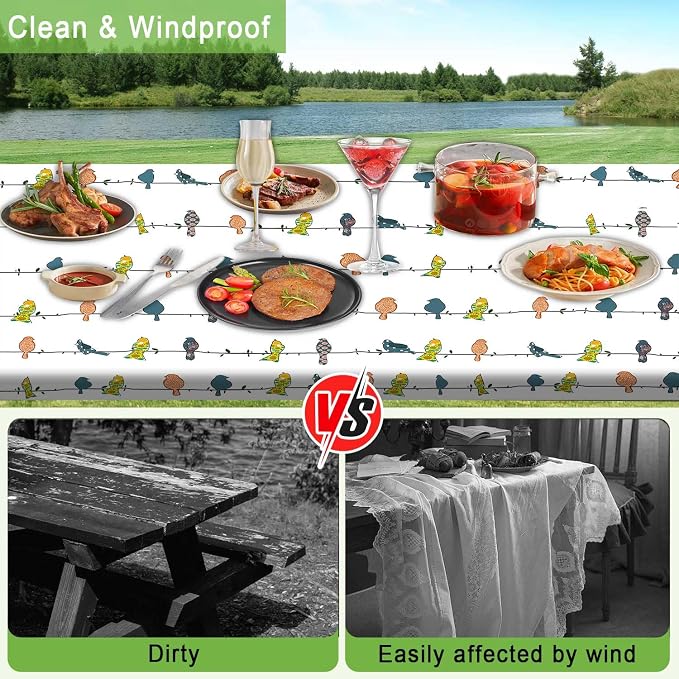 JAWO Camper RV Picnic Table Cover with Bench Covers, Colorful Birds RV Essentials Gear Supplies Outdoor Waterproof Windproof Tablecloth with Elastic, 30X72in