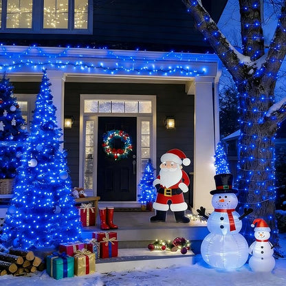 33FT 100 LED Blue Christmas Lights,16 Modes Connectable Fairy String Lights, Plug in Indoor Outdoor Blue Lights for Xmas Tree, Party, Garden, Hanukkah, Independence Day Patriotic Patio Decor