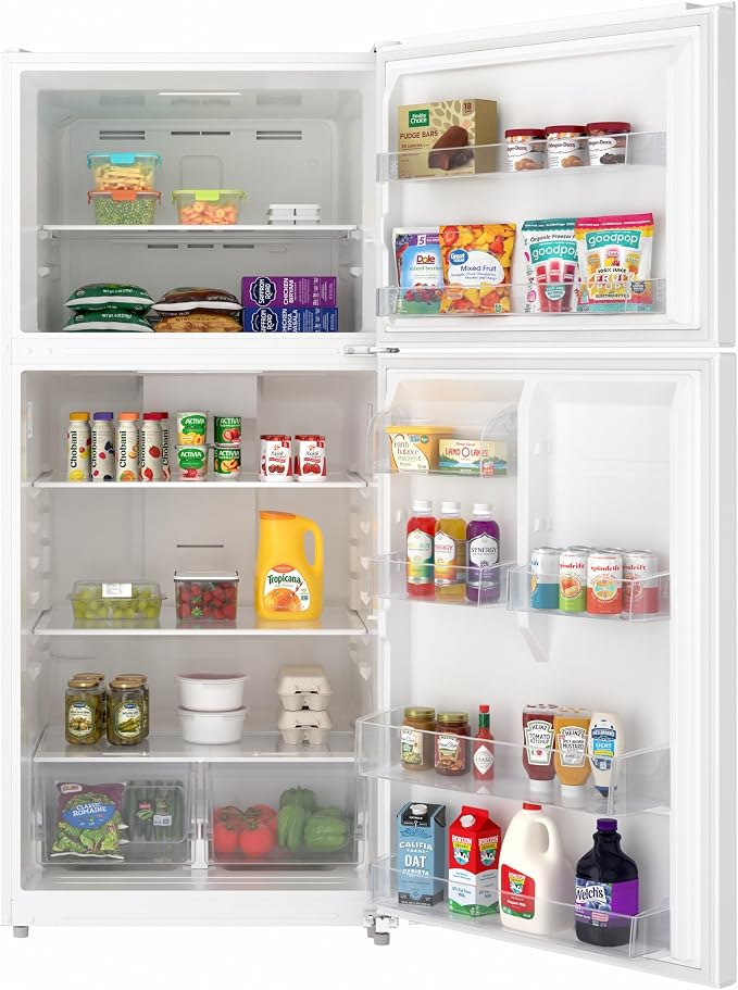 KoolMore 30 Inch 20 Cu Ft Top Freezer Refrigerator, White, Freestanding Full Size Fridge Freezer for Home Kitchen or Garage
