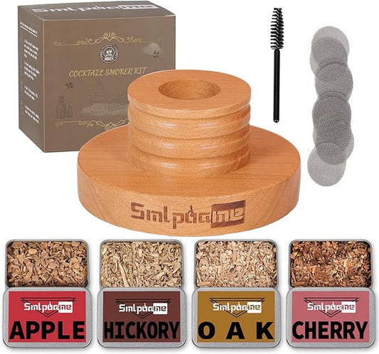 Cocktail Smoker Kit, Old Fashioned Smoker Kit for Bourbon Whiskey Drink, Smoker Infuser Kit with 4 Flavors Wood Chips, Birthday for Husband, Men, Dad