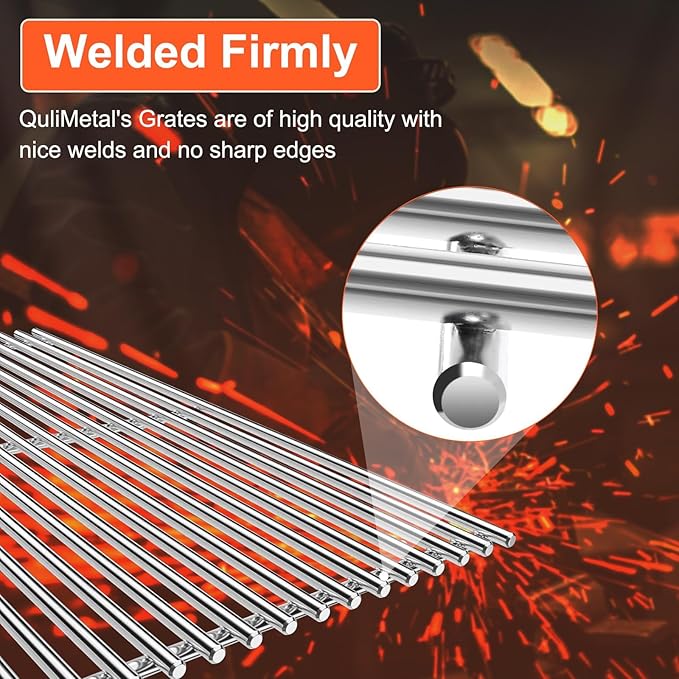 QuliMetal 7637 7MM Grill Parts for Weber Spirit E210, E220, S210, S215, Spirit 200 & GS4 Spirit II E210, Spirit II E220 Series with Front-Mounted Control, 17.5'' Stainless Steel Grates for Weber 7637