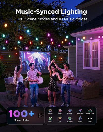 Govee S14 Bulb Outdoor String Lights 2, 96ft RGBICWW, 30 LED Bulbs, IP66 (Pack of 2)