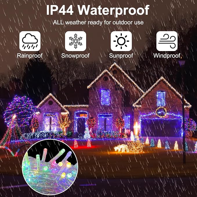 2 Pack Battery Operated String Lights Outdoor Indoor Total 132ft 400 LED, 8 Modes with Remote Timer Waterproof Twinkle Fairy Lights Battery Powered for Christmas Tree Bedroom Party Decor, Multicolor