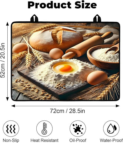 Heat-Resistant Glass Stove Top Cover with Anti-Slip Rubber Coating – Electric Stove Protector, Scratch-Resistant, Expands Counter Space, Stylish Kitchen Decor (Dessert)
