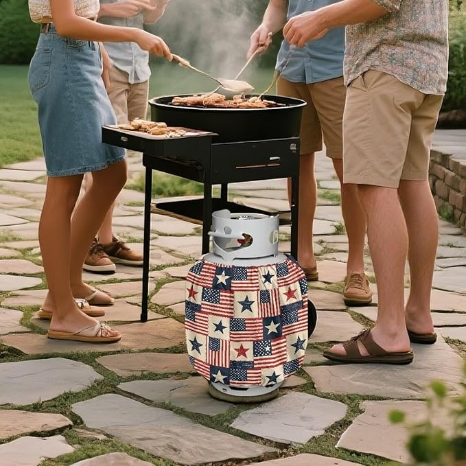 Dual Propane Tank Cover 20lb Gas Tank Cover Outdoor 600D Heavy Duty Waterproof Covers Fits Standard 20 lb Cylinder, 13.7'' x 16.5'' Cat Flower