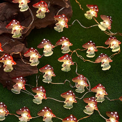 Garden Décor Solar Powered Outdoor String Light Mushroom Lamp Solar Garden Fairy Lights Mushroom Night Lights Gifts Cottage core Décor 14ft 40LEDs Solar Pathway Fence Yard Window Mushroom Decor