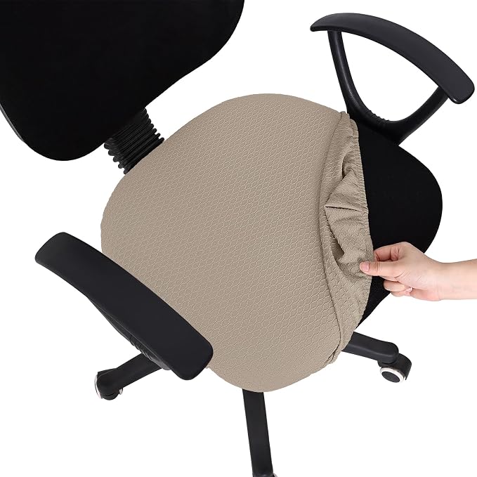 Smiry Office Computer Chair Seat Covers for Desk, Anti-dust Protector | Stretch Jacquard Removable Washable Desk Chair Seat Cushion Protectors, Taupe