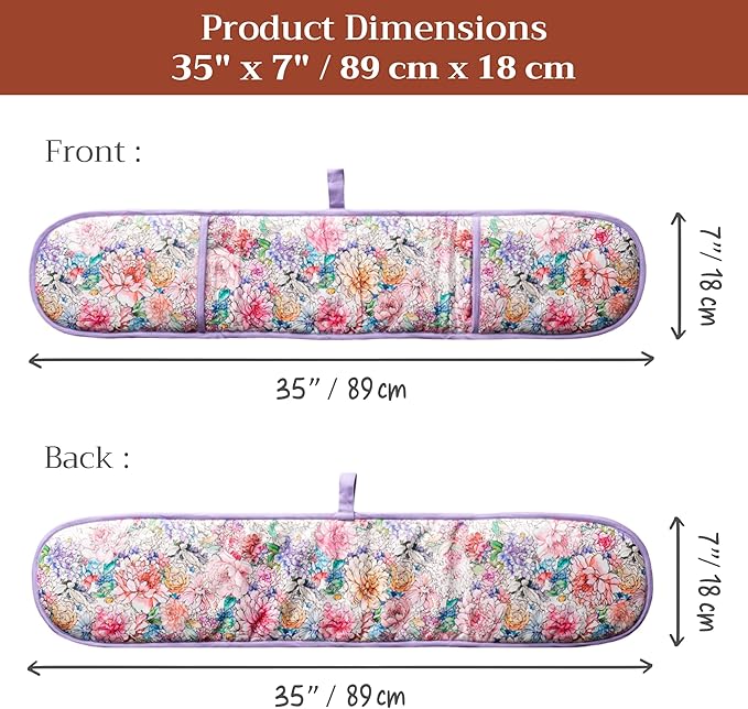 Maison d' Hermine Double Oven Mitts 100% Cotton 7"x35" Double Oven Mitt Heat Resistant BBQ Cooking Gloves with Loop Baking Grilling Kitchen Hotel Home Farmhouse Spring Summer (Floral Love)