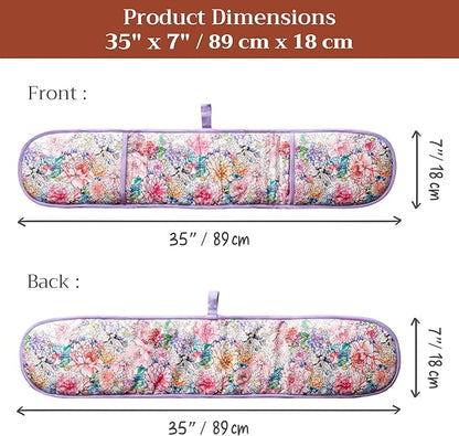Maison d' Hermine Double Oven Mitts 100% Cotton 7"x35" Double Oven Mitt Heat Resistant BBQ Cooking Gloves with Loop Baking Grilling Kitchen Hotel Home Farmhouse Spring Summer (Floral Love)