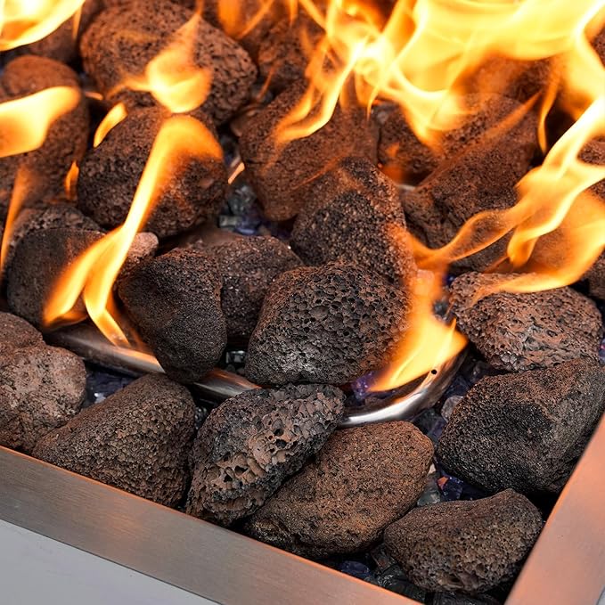 onlyfire 10 lb Large Black Lava Rocks, Volcanic Lava Stones for Outdoor Fire Pits, Indoor Fireplaces, Fire Bowl, Gas Logs and Landscaping, 2.75-5