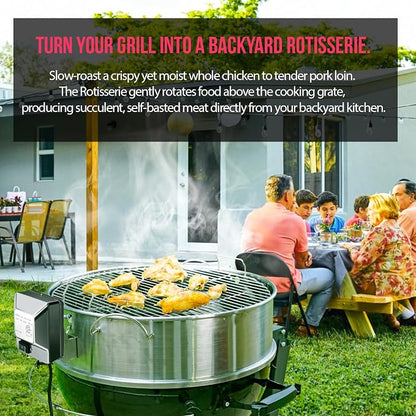 Heavy Duty 110V 4W Grill Electric Rotisserie Motor with Maximum 30lb Load Capacity and On/Off Switch, Universal Stainless Steel BBQ Grill Rotisserie Motor Accessories for Outdoor Rotisserie Cooker