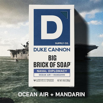 Duke Cannon Big Brick of Soap 4-Pack for Men – 10 oz Each – Long-Lasting Triple-Milled Bar Soap – Midway, Midnight Swim, Naval Diplomacy, Superior – Gift Set for Men
