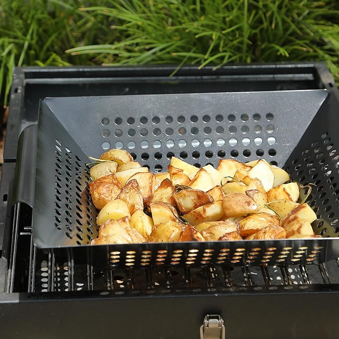 UNCO- Large Grill Basket, 13.6" x 12", Grill Baskets for Outdoor Grill Vegetables