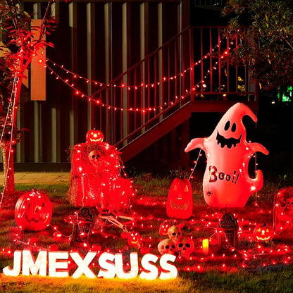 JMEXSUSS 33ft 100 LED Red Halloween Lights with 8 Modes Remote | Halloween Lights Battery Operated, Christmas String Lights Indoor Outdoor for Halloween Tree House Yard Xmas Decor