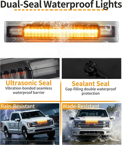 LED Grill Lights for Ford F150 2024-2026 King Ranch & Platinum Only, Amber | Direct-Snap F150 Front Grille Marker Lights, OEM-Style Fit, IP68 Waterproof, Raptor-Style Front-End Upgrade, Off-Road Ready