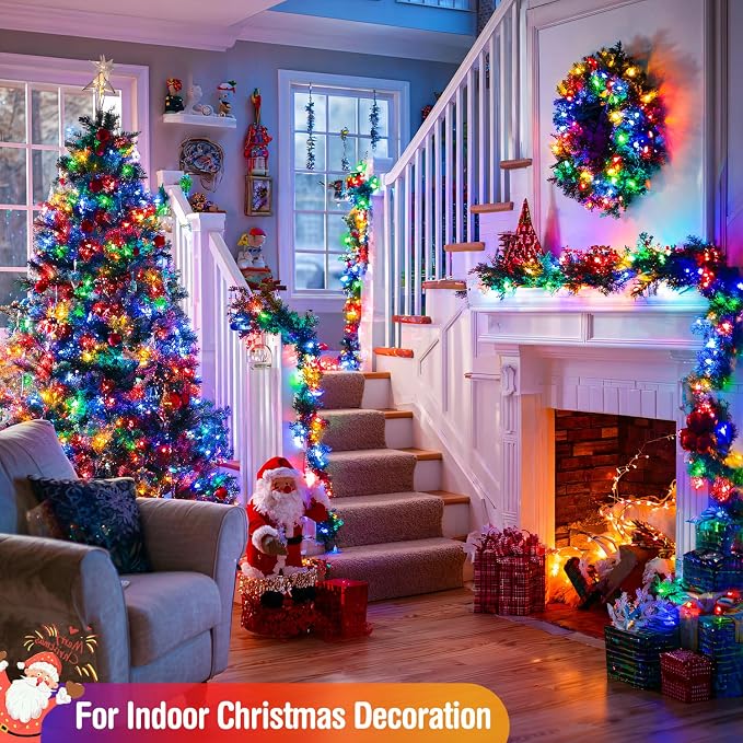 JMEXSUSS 400 LED Christmas Lights Outdoor with 8 Modes | 132ft Multicolor Christmas Tree Lights with Remote, Indoor Christmas String Lights Plug in for House Christmas Bush Decor