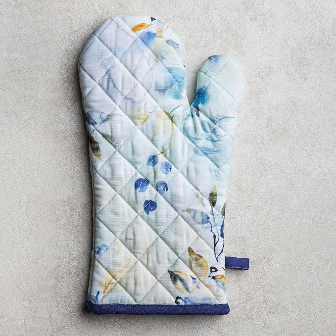 Maison d'Hermine Oven Gloves 100% Cotton Oven Mitt 7" x 13" with Loop Heat Resistant BBQ Cooking Gloves Baking Grilling Kitchen Hotel Home Farmhouse Spring Summer (Pack of 1, Lazy Summer Days)