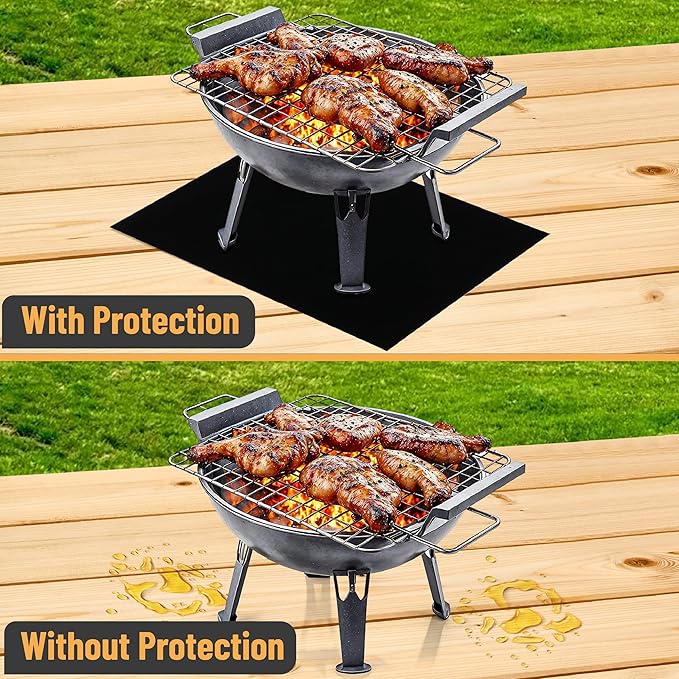 UNCO- Grill Mats for Outdoor Grill, 13" x 15.8", 3 Pack, Black, Nonstick Reusable Grilling Mats for Outdoor Grill, BPA and PFOA Free with PTFE-Fiberglass Coating