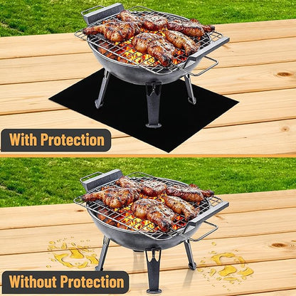UNCO- Grill Mats for Outdoor Grill, 13" x 15.8", 3 Pack, Black, Nonstick Reusable Grilling Mats for Outdoor Grill, BPA and PFOA Free with PTFE-Fiberglass Coating