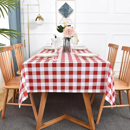 Waterproof Plaid Tablecloth Fabric - Square 25x25 Inch Classic Gingham Checker Buffalo Table Cover for BBQs, Parties