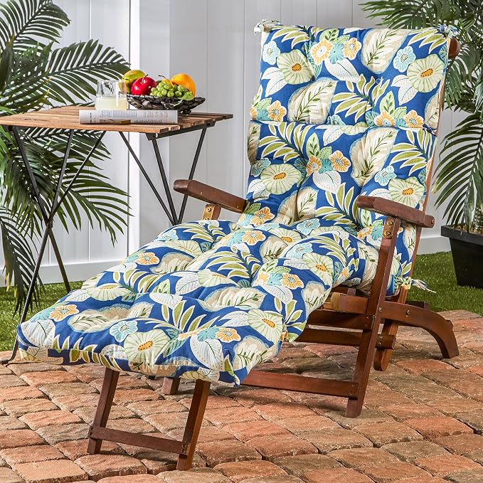 Greendale Home Fashions 72 x 22-inch Outdoor Chaise Lounge Cushion, Magnolia Floral