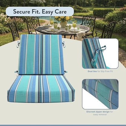 California Umbrella Outdoor Dining Chair, Patio Seat Cushion, 20 x 40 Inch, Premium Outdoor Memory Foam, Fade Resistant Sunbrella Fabric, Fabric Ties,Dolce Oasis